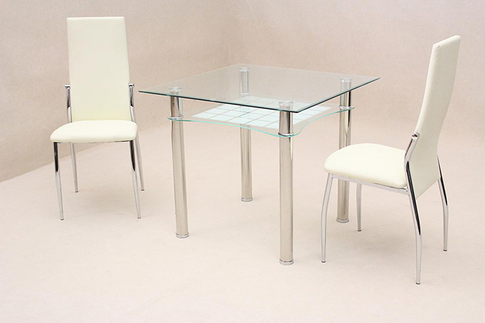 Jazo Clear Glass Dining Set With 2 Lazio Chairs - Click Image to Close